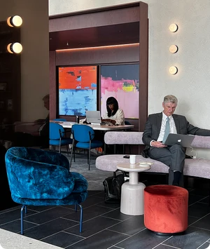 Lounge Area Vibrant Art Curation